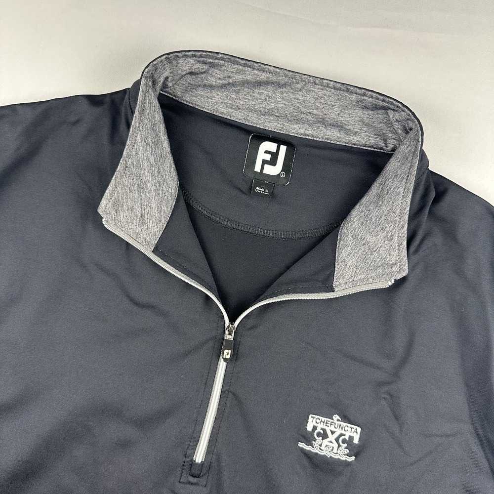 FJ FootJoy Mens Large Golf Vest Quarter Zip Sleeveless Performance Navy Blue